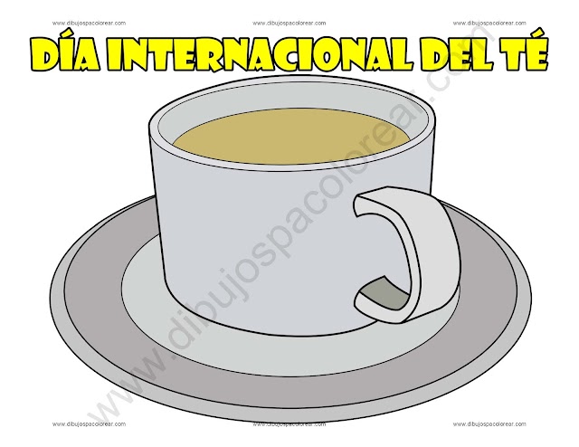 Día Internacional del Té dibujo a color y para colorear